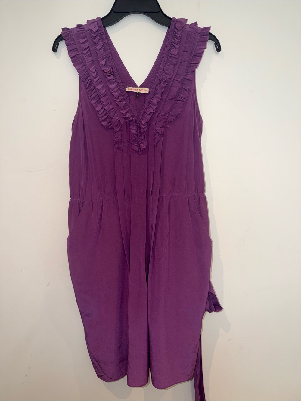 Rebecca Taylor Purple Ruffled V-Neck Bodysuit